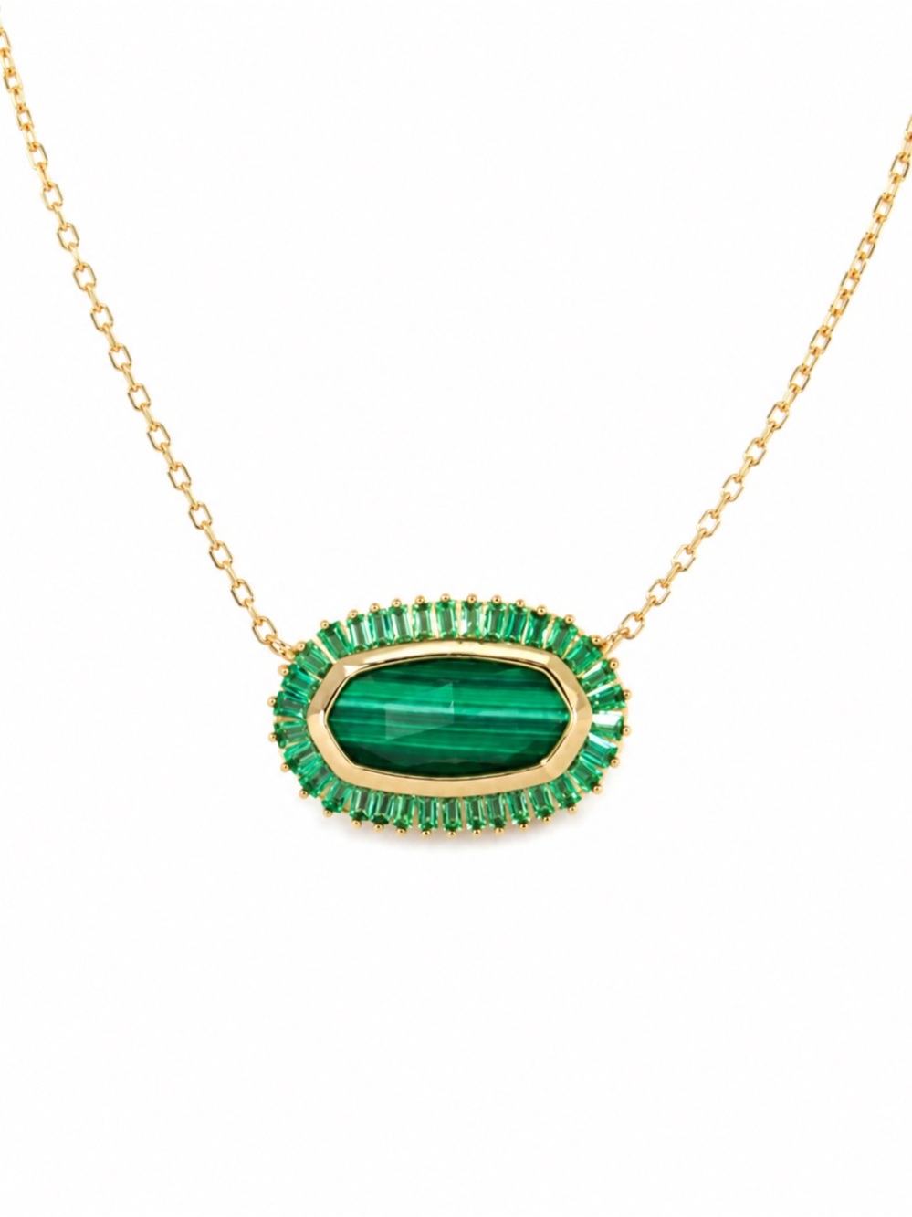 Kendra Scott Baguette Elisa Green Mix Gold Pendant Necklace